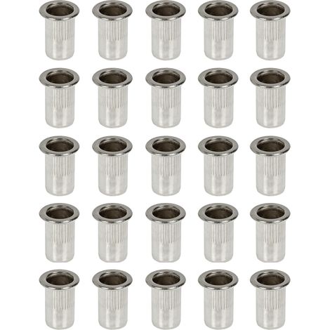 25 Acier inoxydable Rivets - Écrou Aveugle Inox Tête Plate M8 Sachet de inserts filetés SSRN008 (1/5)