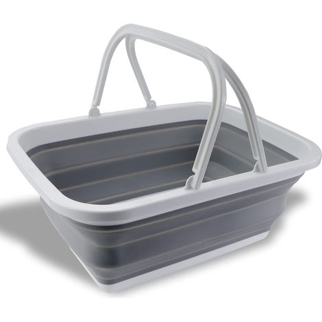 Bassine à vaisselle pliable de 12 L avec poignées - Lavabo portable pour camping, voyage, cuisine et caravane - Récipient de rangement peu encombrant (1/5)