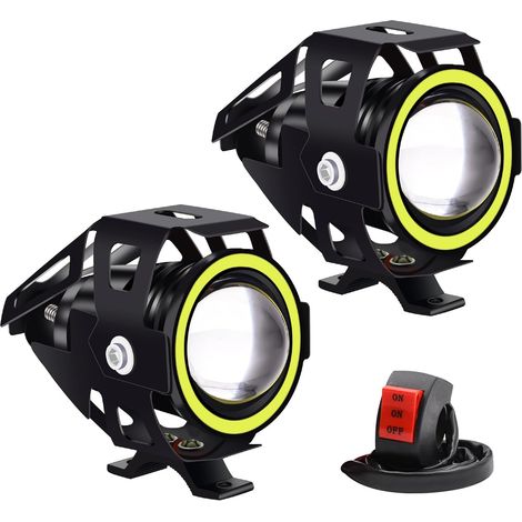 Phare Moto Feux Additionnels LED Phares Avant Moto LED Antibrouillard de Motos avec interrupteur pour Motos Quad Scooter (1/5)