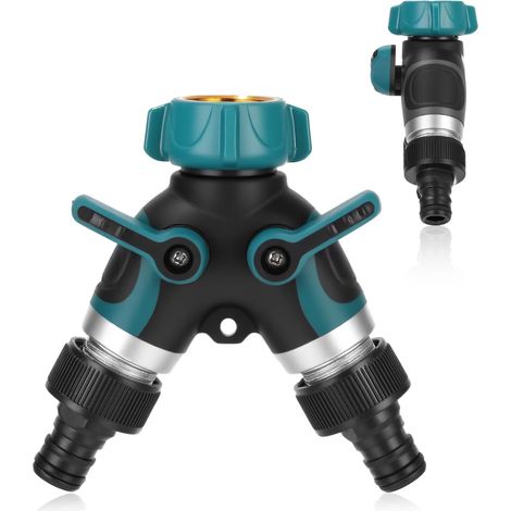 Distributeur Arrosage 2 Voies Robinet Double 3/4" Y-Distributeur Raccord Diviseur de Tuyau Double Sortie Robinet Tuyau Arrosage pour Jardin,Machine a Laver (1/5)
