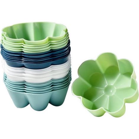 Stampi per crostate 6,5 x 6,5 x 2,5 cm, set da 24 pezzi, stampi per crostate in silicone, stampi da forno per muffin, torte, pasticcini e budini, stampi per muffin riutilizzabili per (1/5)