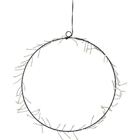 Leuchtender LED-Kranz ,Nike', Batterie + Timer, 80 LEDs, schwarzer Metallring, Ø 30cm (1/4)