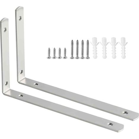 Soporte De Estantería En Forma De L - Acero Inoxidable - 300 X 156 Mm - 90 Grados - Para Estanterías De Pared Y Estantes De Esquina - 2 Unidades (1/5)