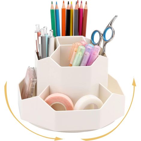 Drehbarer Stifthalter, um 360° drehbarer Schreibtisch-Organizer, 9 Fächer, drehbarer Stifthalter, Stiftetui, Aufbewahrungsbox für Stifte, Büropapier, Schulbedarf, Make-up-Pinsel