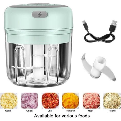 Hachoir électrique sans fil pour ail, légumes et fruits - Broyeur et presse compact pour cuisine (1/5)