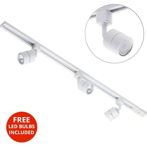 Litecraft 1M Kitchen Track Light With 3 Soho Fixture & LED Bulbs – White