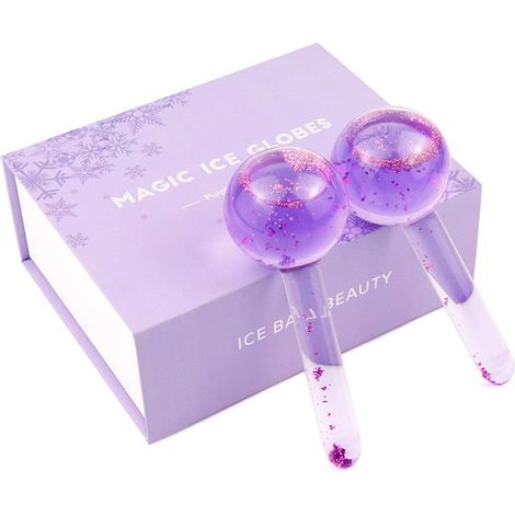 Lot de 2 Rouleaux de Glace Faciaux en Cristal, Masseur Beauté Rafraîchissant à Effet Froid pour Visage (1/5)