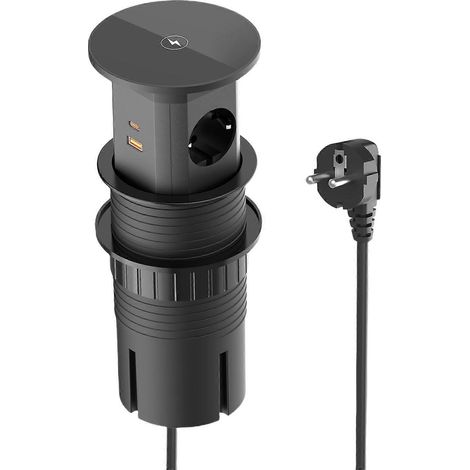 Passe-câbles rétractables pour comptoirs, 4 prises 15 W, stations de charge intégrées pour cuisine et salle de conférence, multicolores (1/4)