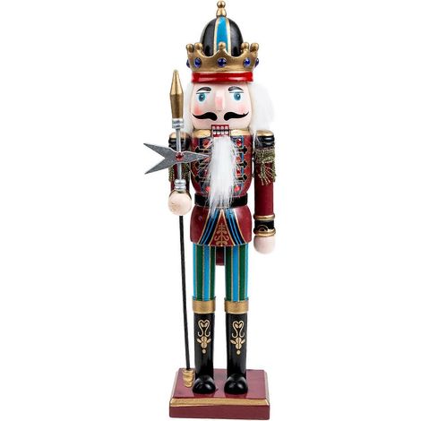 Casse-Noisette en bois, soldat de dessin animé, décoration de bureau, marionnette créative en bois-31x7.5cm (1/3)