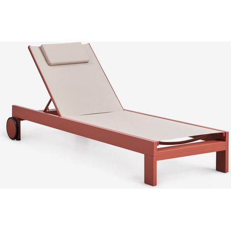 Chaise longue inclinable en aluminium avec coussin Akelia SKLUM Terracota (1/5)