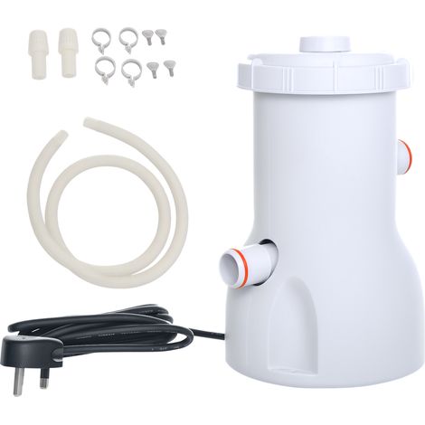 Outsunny Cartridge Filter Pump for 13'-15' Above Ground Pools, 800GPH (3028 LPH) Swimming Pool Filter Pump with Hose and Hose Clamps, White