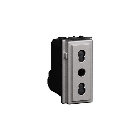 BTICINO KS4180 - Presa Living Now P17/P11 2P+T 16A Steel Civile