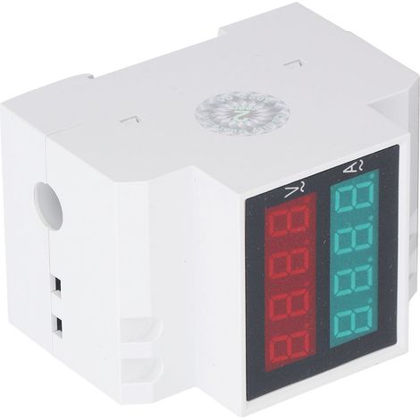 Dispositif de protection contre les surtensions et les sous-tensions, à récupération automatique, montage sur rail DIN, 80-300 V, 0,1-99,9 A, affichage numérique par tube LED 0,5 pouce (1/5)