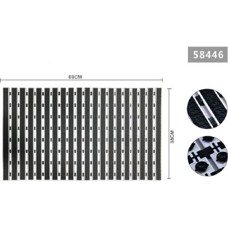 Trade Shop - ANTI-RUTSCH-DUSCHMATTE 69X38CM BADEMATTE RECHTECKIG SCHWARZ 58446 -