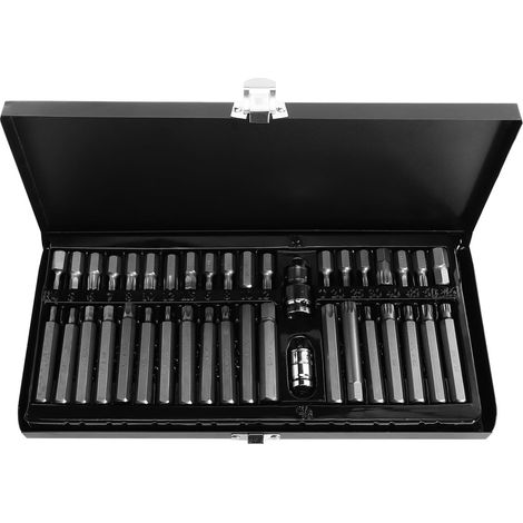 Kit de Douilles de Réparation Automobile Étoile 40 Pièces Embouts et Douilles en Acier Chrome-vanadium et Argenté, Boîte en Fer, Rangement Sûr Couleur pour Couleur (1/5)