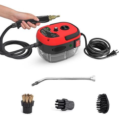 2500-W-Handdampfreiniger, tragbar, Hochtemperatur-Dampfreinigungsgerät mit Bürste, US-Stecker, Rot