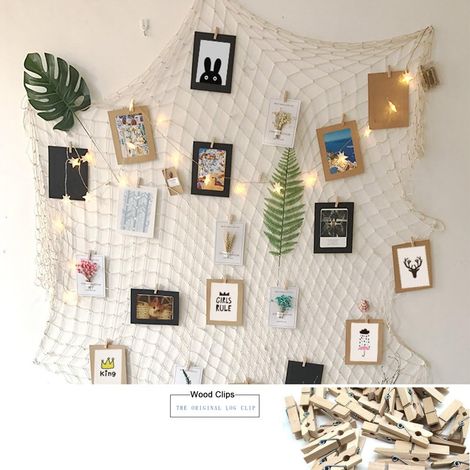 DIY-Fischernetzbild-Collage-Set für Wanddekoration, 101,6 x 203,6 cm, mit 40 Clips – mehrfach bedruckte Artwork-Collage. (1/5)