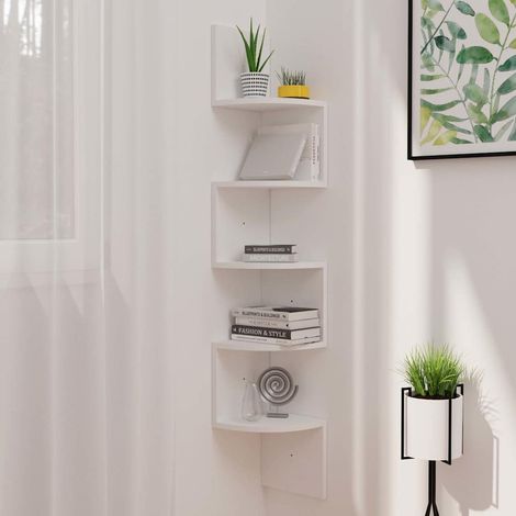 vidaXL Étagère d'angle murale Blanc 19x19x123 cm Bois d'ingénierie (1/5)