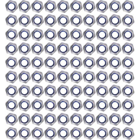Kit de 100 écrous de blocage à insert nylon en acier inoxydable pour la maintenance M6 (1/5)