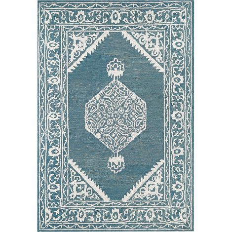Tappeto lana motivo orientale 140 x 200 cm salotto bianco blu Gevas (1/5)