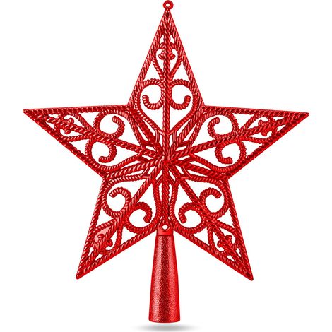 Étoile rouge pour pointe d'arbre de Noël, embout à visser pour sapin de Noël, pointe d'arbre de Noël, décoration de Noël (Ornement d (1/5)
