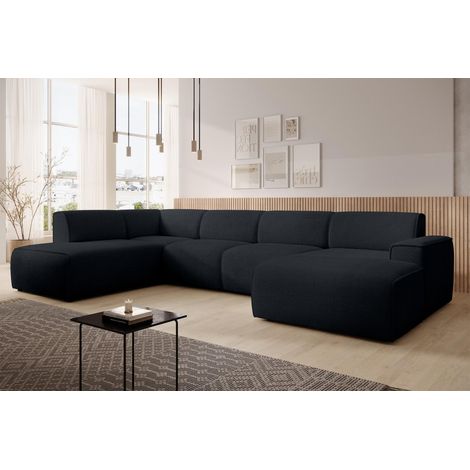 AX LIVING XXL Sofa U Form Didim Dunkelgrau 378cm breit modern & großzügig L