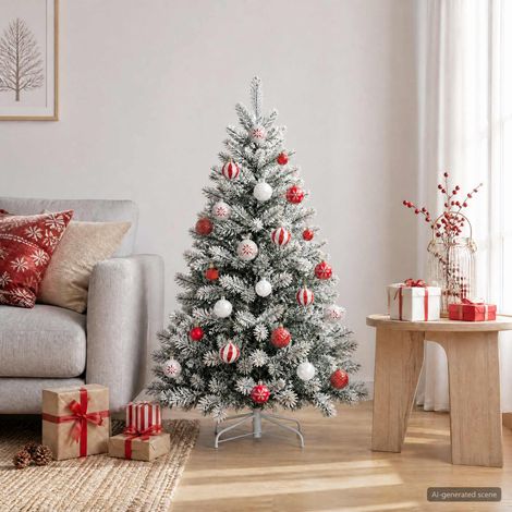 vidaXL Ensemble de boules de Noël 88 pc Rouge et Blanc Ø 6 cm (1/5)
