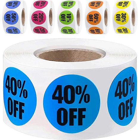 Étiquettes autocollantes rondes pour prix en magasin, 18 rouleaux, 3000 feuilles (1/5)