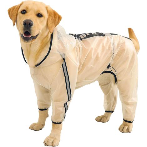 Imperméable pour chien, poncho imperméable pour chien, veste de pluie pour chien à 4 pattes avec bande réfléchissante, imperméable transparent pour les voyages (1/5)