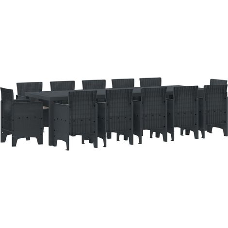 Garten Essgruppe 13 pcs Anthrazit Kunststoff-Rattan (1/5)