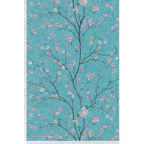A.S. Creations – Papier peint à motif fleur bleu expansé sur intissé – Lessivable, strippable, bonne résistance à la lumière – Dimensions : 200g/m²
