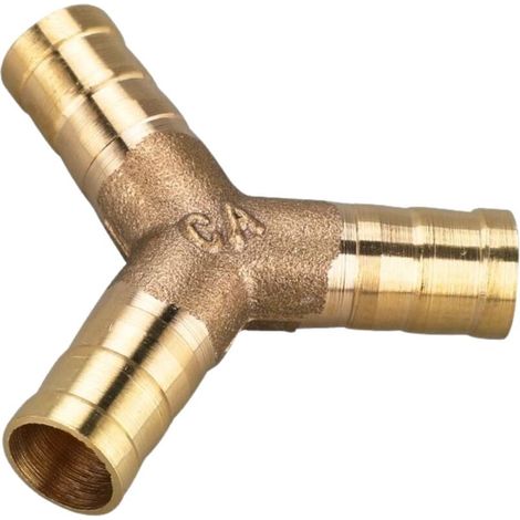 ZVD Connecteur de tuyau pneumatique en Y à 3 voies de 10 mm, 1 pièce, raccord de tuyau, raccords de tuyau, laiton (1/4)