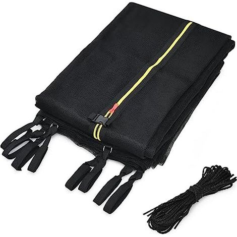Filet Trampoline Rechange, de Sécurité pour Trampoline, Protection Ø 183/244/305/366/427/457/488 cm 6/8/12 Barres, avec Fermeture à Glissière - 244cm / 6 Poles
