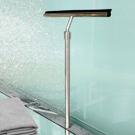 Raclette vitre inox télescopique, nettoyeur vitre miroir salle de bain, brosse vitre extensible (1/5)