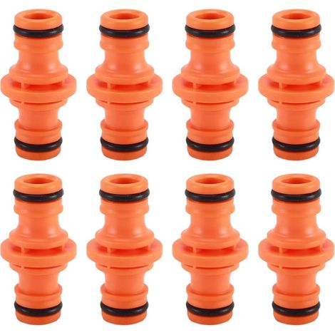 8 pièces double connecteur de tuyau, raccord tuyau d'arrosage, embout tuyau arrosage, pièces et raccords de tuyau d'arrosage pour le lavage de voiture et connecter le tuyau d'arrosage (Orange) (1/5)
