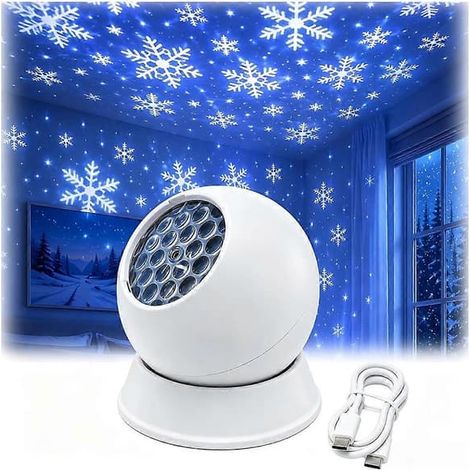 LampesProjecteur décoratif d'intérieur : Fonctionnement silencieux, idéal pour les fêtes et les anniversaires – Motif flocon de neige (1/3)