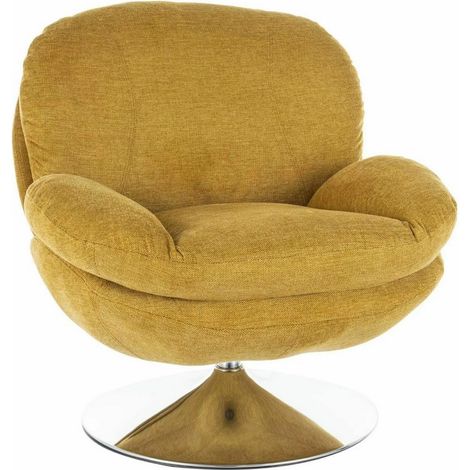 Fauteuil pivotant vintage jaune curry Noche (1/5)