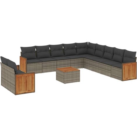 Maison Exclusive - 12-tlg. Garten-Sofagarnitur mit Kissen Grau Po