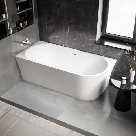 Badewanne freistehend Bernstein NOVA CORNER Acryl Weiß matt 170x78cm Einbau links Raumsparbadewanne