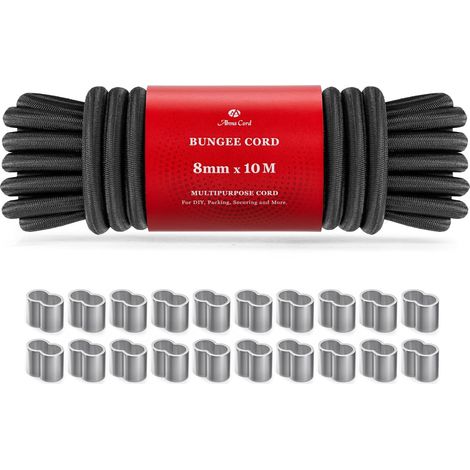 Corde Élastique 8mm 10M Tendeur Sandow Elastique avec 20 Manchons (1/5)