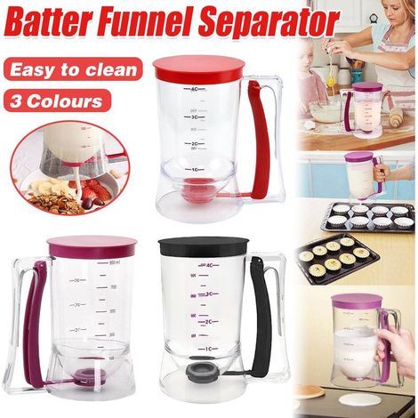 Teigspender für Pfannkuchen, Messbecher, Trichter, rotes Backwerkzeug für Kuchen, Cupcakes und Pfannkuchen (1/5)
