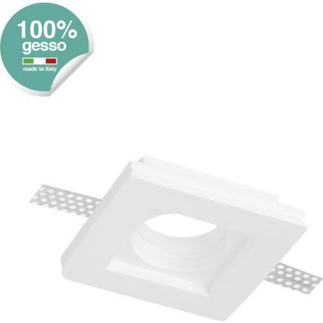 Faretto Incasso Soffitto Quadrato in gesso, IP20, GU10, Foro 102 mm