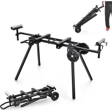 COSTWAY Soporte Universal para Sierras Ingletadoras, Soporte Plegable Portátil con Sistema de Pinza Conveniente, Diseño Extensible, Capacidad de 226 kg, para Sierras Ingletadoras de 25,4 a 30,5 cm (1/5)