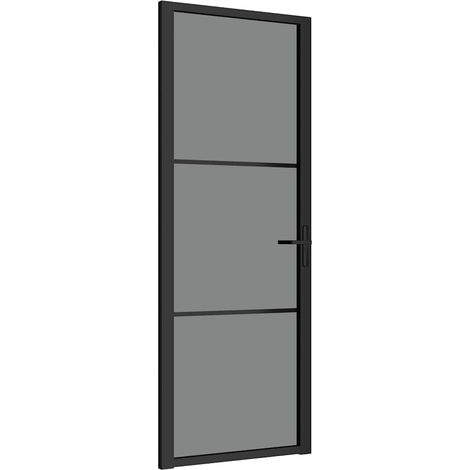Porte intérieure,Porte d'entrée 76x201,5 cm Noir Verre ESG et aluminium CFW10052 (1/5)