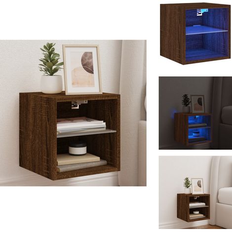 Meuble TV mural avec lumières LED chêne marron 30x28,5x30 cm - Meuble Tv Mural - Armoire Tv Murale - Éclairage Led Rgb - Rangement Mural - Design Moderne (1/5)