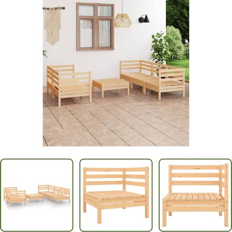 Canapé d'angle -  Salon de jardin 6 pcs Bois de pin massif (1/5)