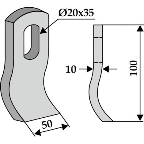 Lama zappa motocoltivatore motozappa fresa COMPATIBILE 350-498 MULAG 100mm (1/2)