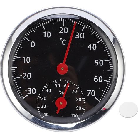 1 Hygromètre Thermomètre Analogique Alliage Aluminium Cadran Verre Pour Mur Table Voiture Serre (1/5)