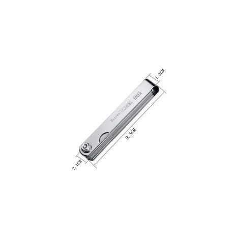 Jauge d'épaisseur 32 lames en acier inoxydable – Marquage métrique/impérial – Plage de mesure 0.04-0.88 mm – Pour moteurs et bougies (1/4)