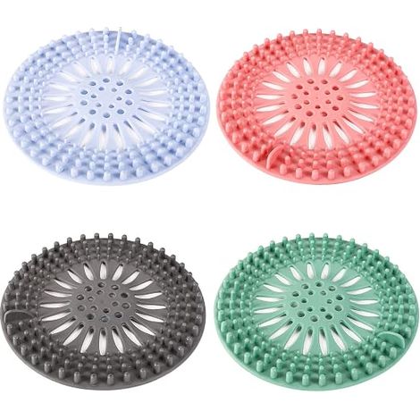 Filtre à Cheveux en Silicone, 4 Pcs Filtre Protecteur de Drain Couvercles de Drain de Douche pour Attraper Les Cheveux, Utilisé dans La Baignoire, Salle de Bain, Cuisine (1/5)